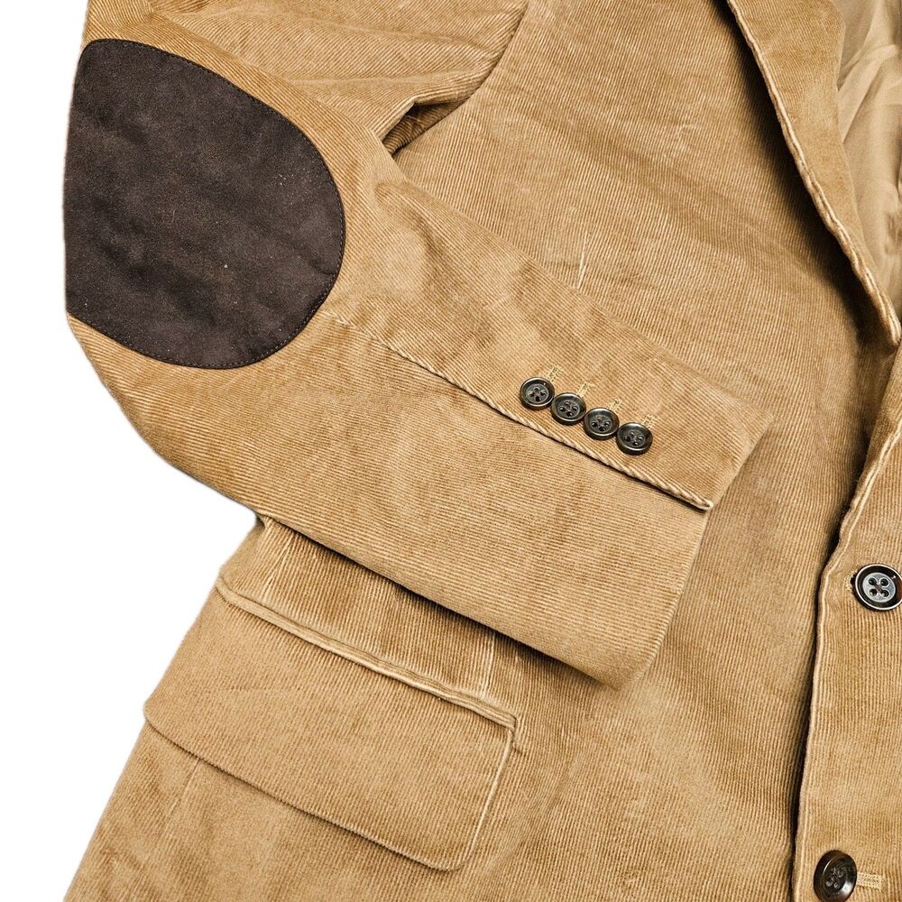 STAFFORD Mens Brown Cotton CORDUROY ELBOW PATCHES Sport Coat Blazer Jacket 42R - Picture 2 of 10